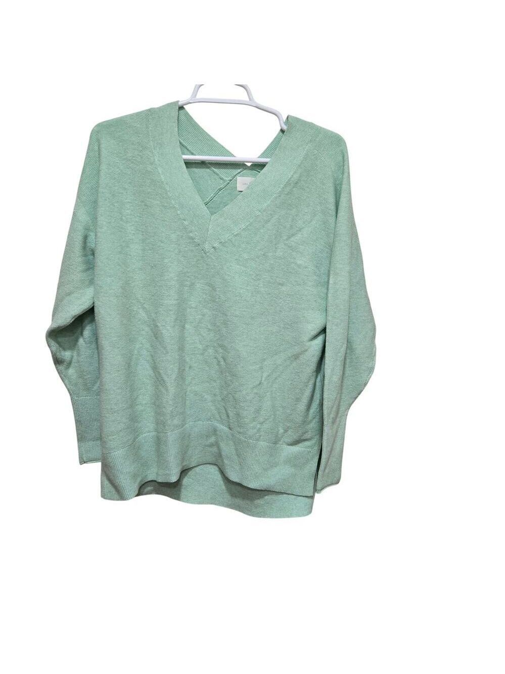 Lou & Grey Mint Green Cotton V Neck Sweater XS